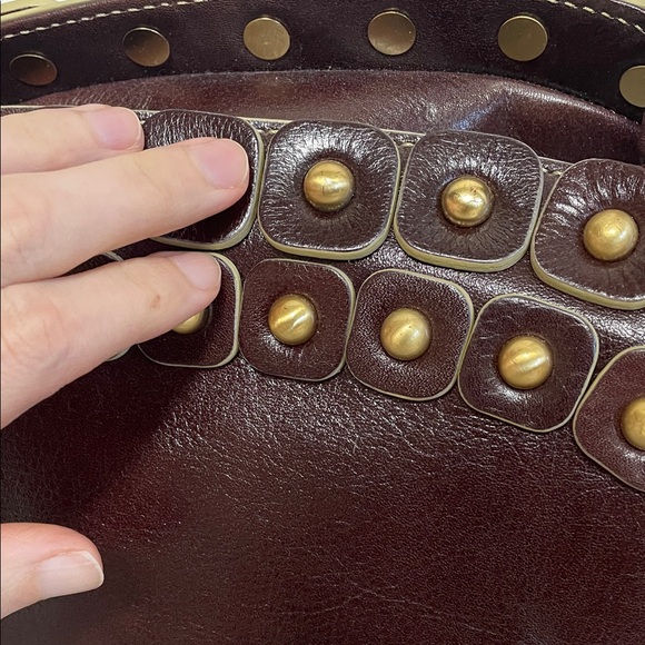 Maxx New York Dark Brown brass Studded Shoulder Bag - Picture 7 of 17